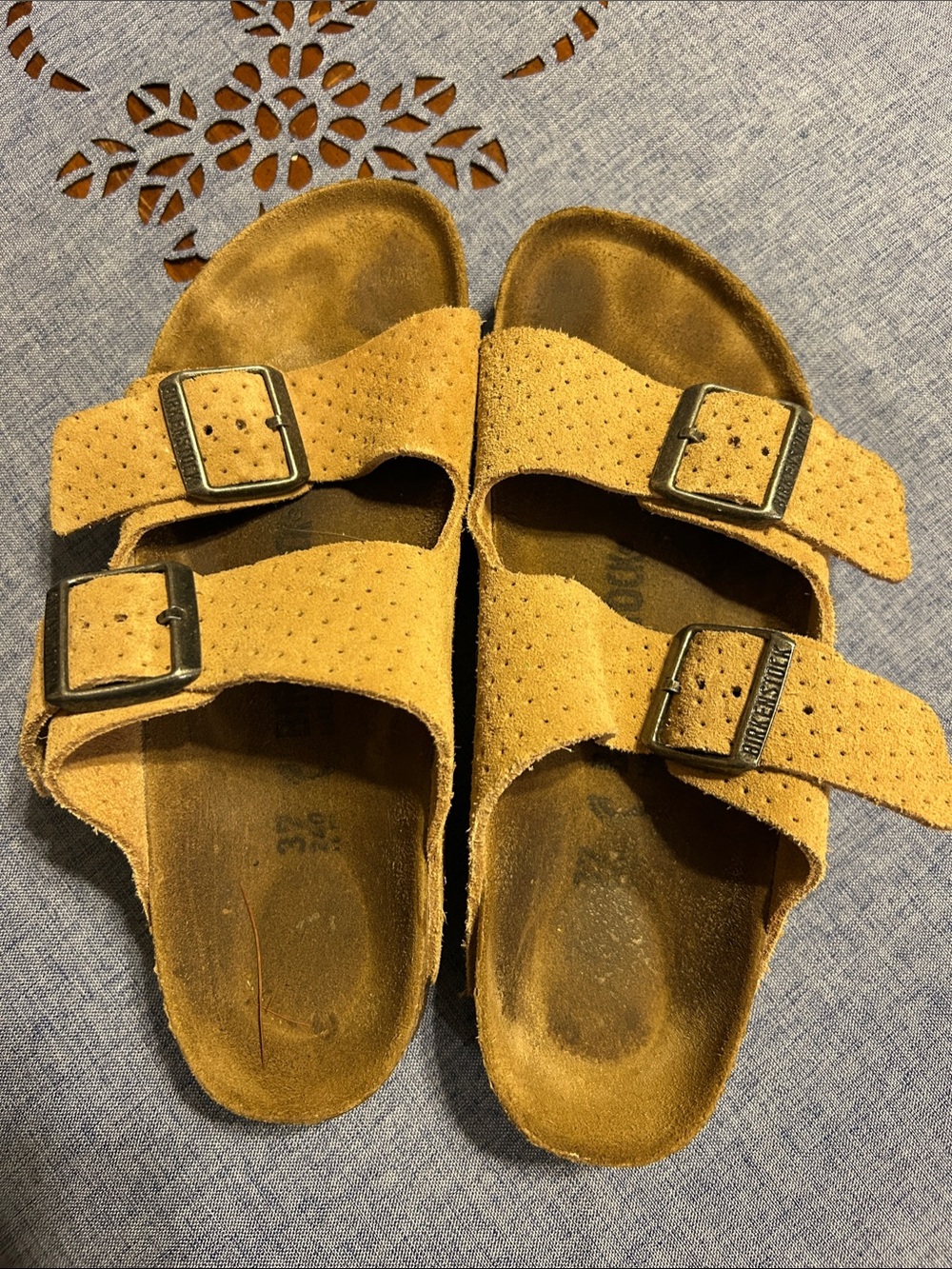 Birkenstock Double-Buckle Suede Sandals in Tan